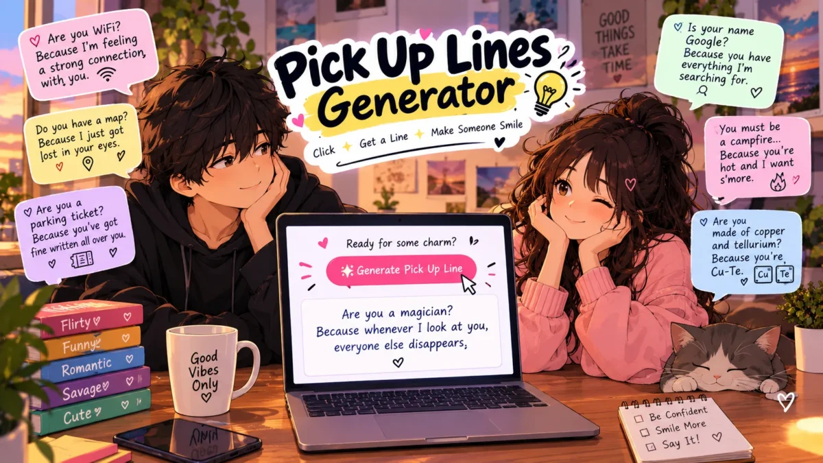 Cozy Pick-Up Lines Generator Desk