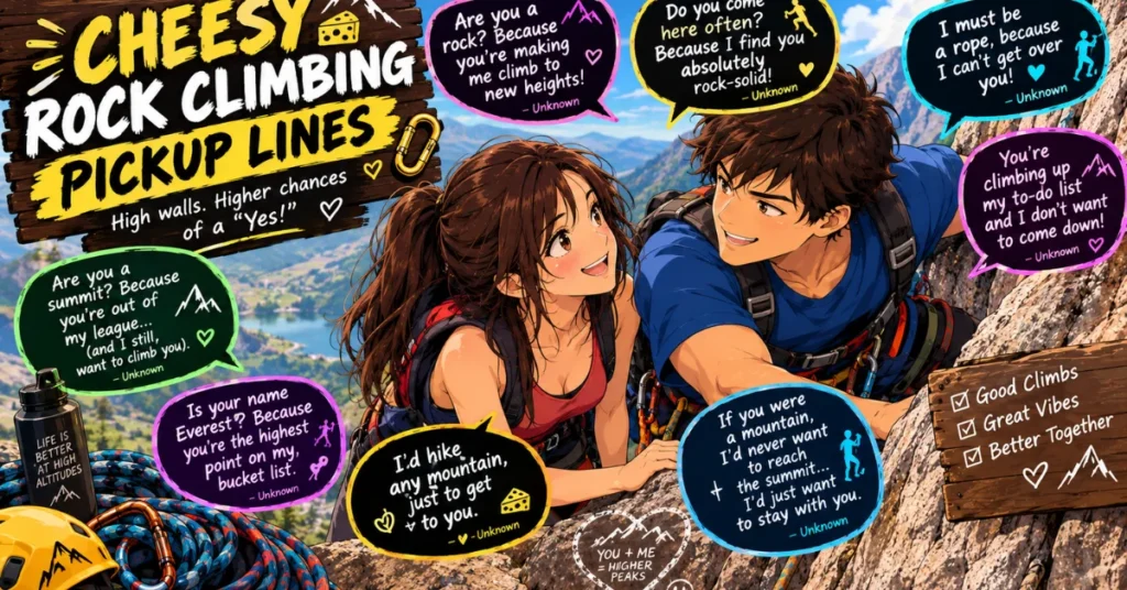 Cheesy rock climbing Pickup Lines 