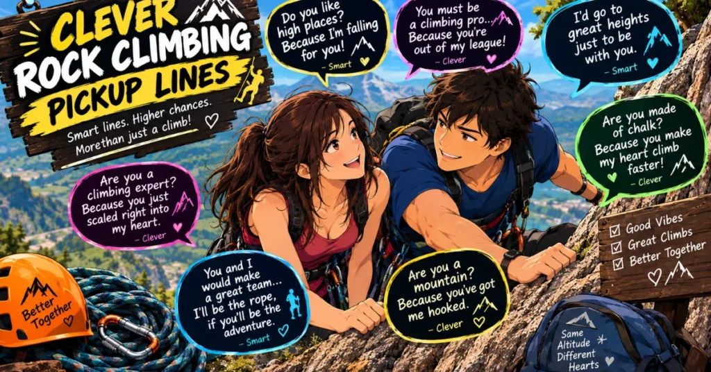 Clever rock climbing Pickup Lines