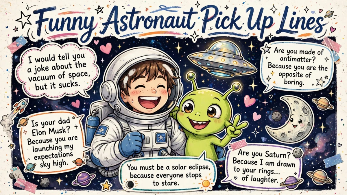 150+ Astronaut Pick Up Lines funny collage image