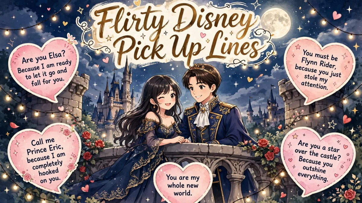 150+ Disney Pick Up Lines flirty collage image