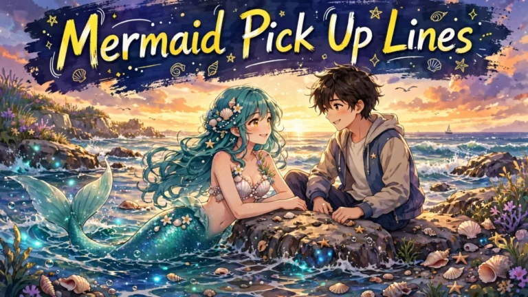 An anime couple flirting under the sea, perfect for mermaid pick up lines.