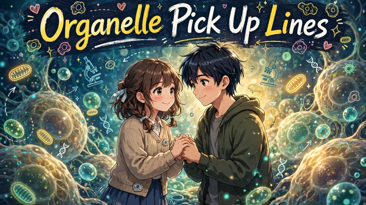 Organelle pick up lines for science lovers featuring a cute couple