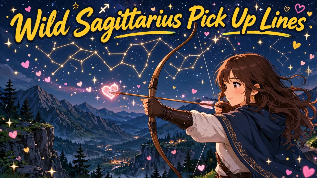 Sagittarius pick up lines featured image with archer girl under starry sky