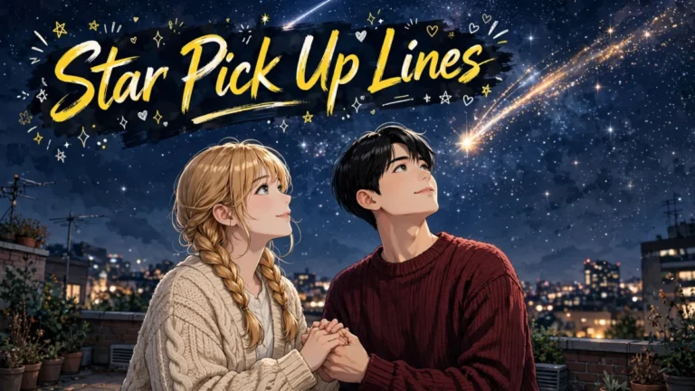 A young couple sharing a sparkling starry moment together, perfect for these star pick up lines