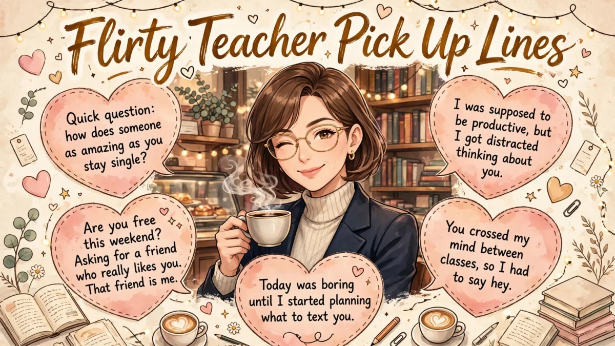 150+ Teacher Pick Up Lines flirty collage image