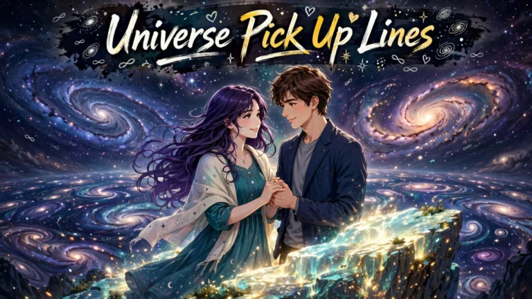 A young couple sharing a vast cosmic moment together, perfect for these universe pick up lines